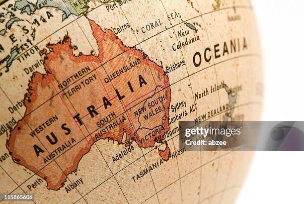 mini globe australia, new south wales - oceanië stockfoto's en -beelden