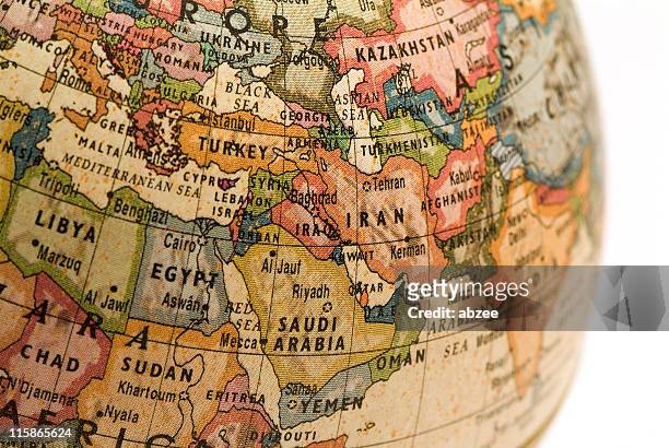 mini globe middle east - middle east stock pictures, royalty-free photos & images