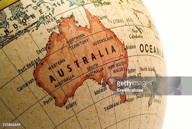 mini globe australia - australia map stock pictures, royalty-free photos & images