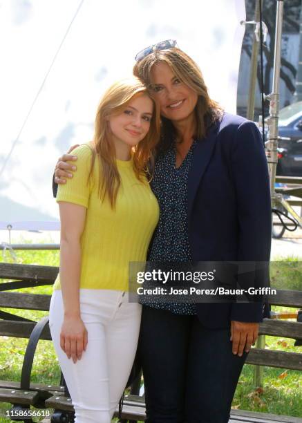 Ariel Winter and Mariska Hargitay are seen filming "Law and Order: Special Victims Unit" on July 30, 2019 in New York City.