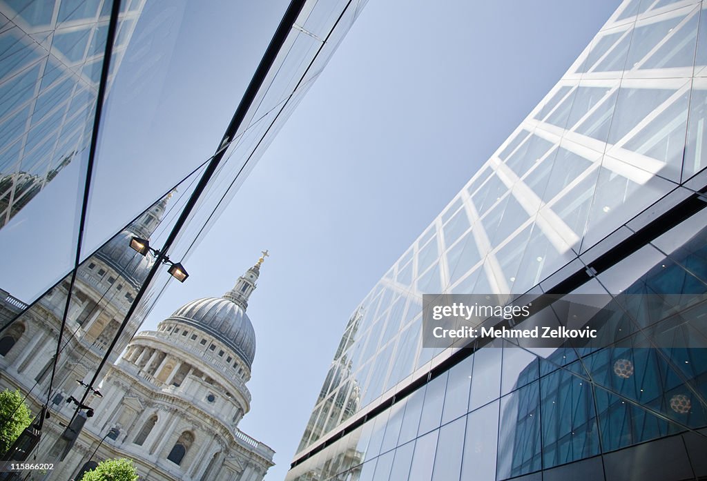 St Pauls Cathedral with building reflection