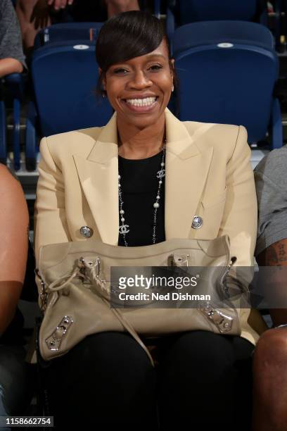 Retired WNBA Player, Tina Thompson attends the game between the Washington Mystics and the Phoenix Mercury on July 30, 2019 at the St. Elizabeths...