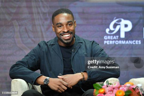 Grantham Coleman of "Much Ado About Nothing" speaks during the 2019 Summer TCA press tour at The Beverly Hilton Hotel on July 30, 2019 in Beverly...