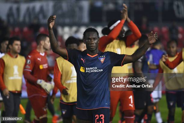 Luis Caicedo of LDU Quito celebrates after a round of sixteen second leg match between Olimpia and LDU Quito as part of Copa CONMEBOL Libertadores...