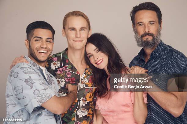Mena Massoud, Rhys Wakefield, Abigail Spencer, and Rodrigo Santoro of Hulu's 'Reprisal' pose for a portrait during the 2019 Summer TCA Portrait...
