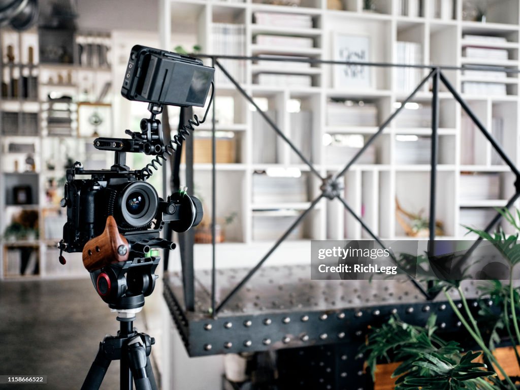 Camera Equipment in a Shared Office Workspace Interior