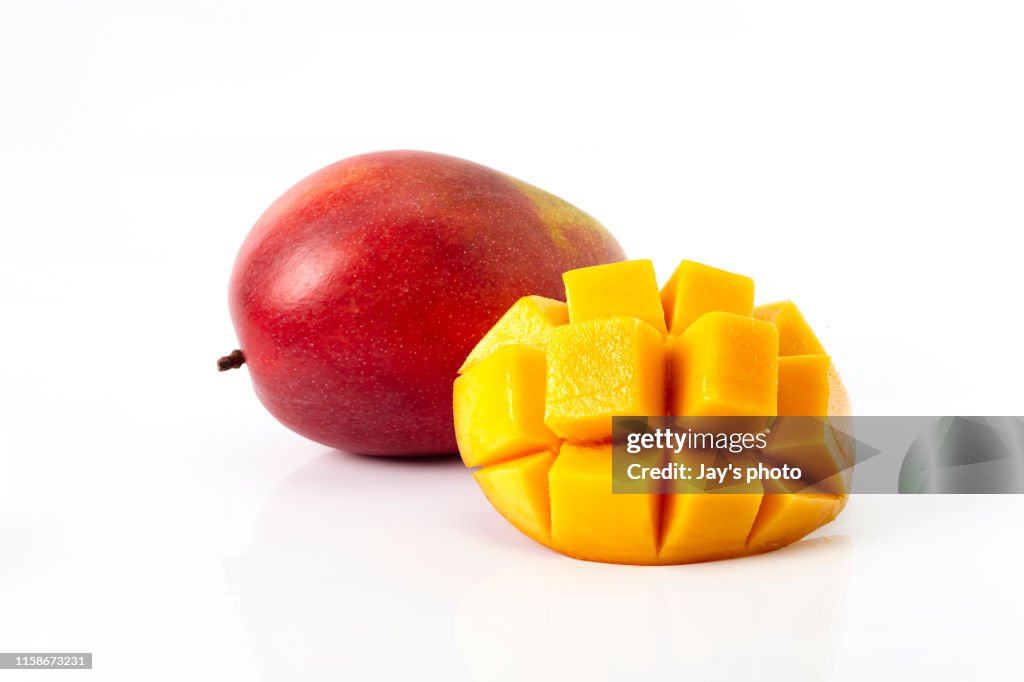 Mangoes on white background