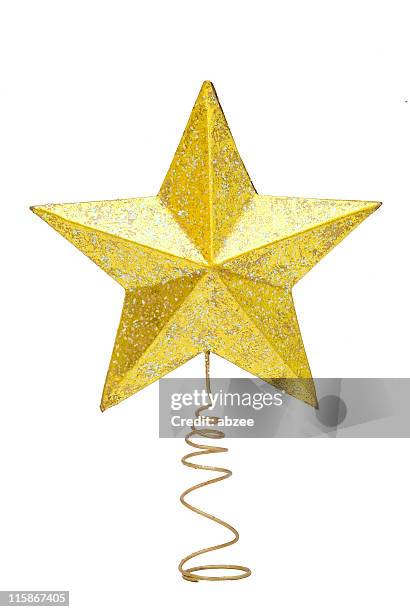 christmas tree star - tree topper stock pictures, royalty-free photos & images