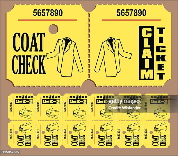 coat check ticket - gray coat stock illustrations