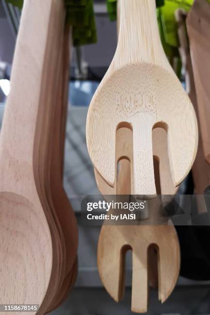 anthropomorphic objects, wooden salad servers - salad server stock pictures, royalty-free photos & images