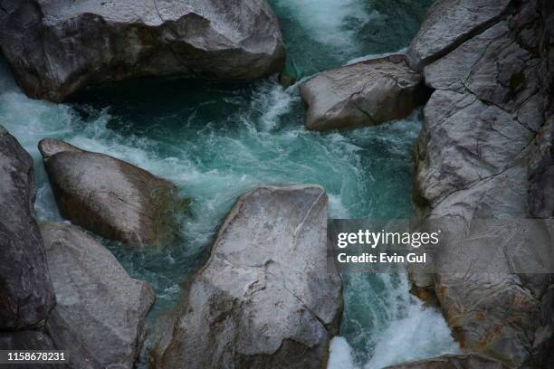 Small River With Green Water In Locarno Switzerland High-Res Stock Photo