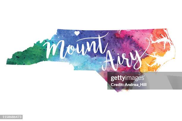 mount airy, north carolina watercolor vector map illustration - mount airy north carolina stock illustrations