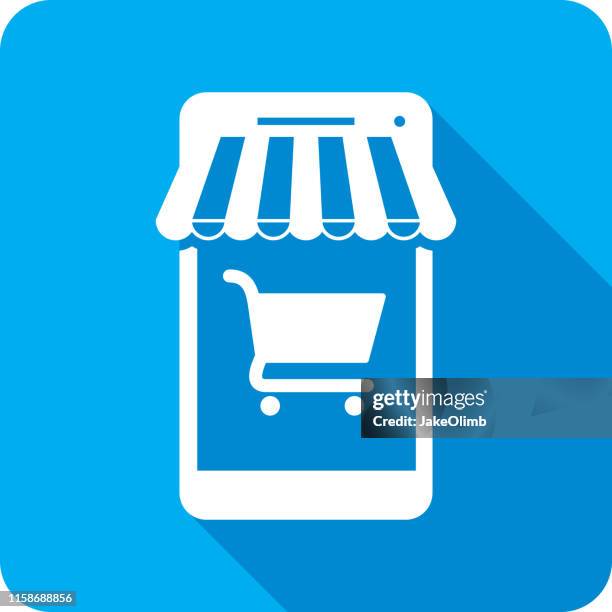 ilustrações, clipart, desenhos animados e ícones de silhueta do ícone da compra do smartphone - online shopping