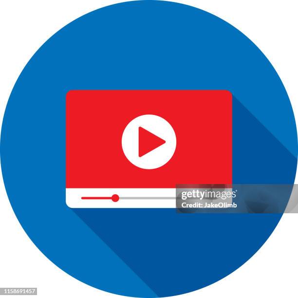 video player widescreen icon flat - videorekorder stock-grafiken, -clipart, -cartoons und -symbole