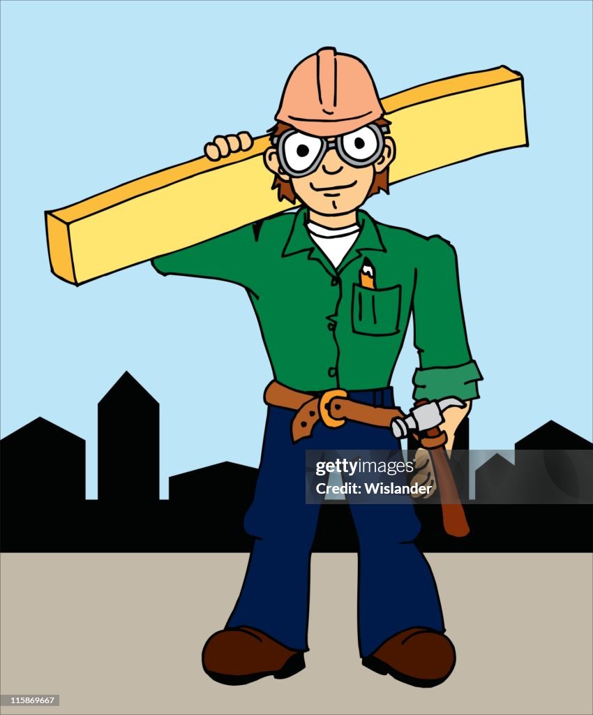 Construction Worker with Board
