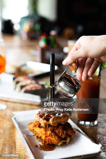 brunch chicken and waffles - tampa food stock pictures, royalty-free photos & images