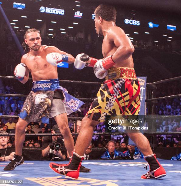 Keith Thurman defeats Shawn Porter "n by Unanimous Decision in their WBA Welterweight title fight at The Barclay Center on June 25, 2016 in Brooklyn,...