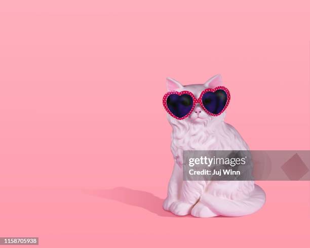 cat wearing sunglasses - sculpture produit artisanal photos et images de collection