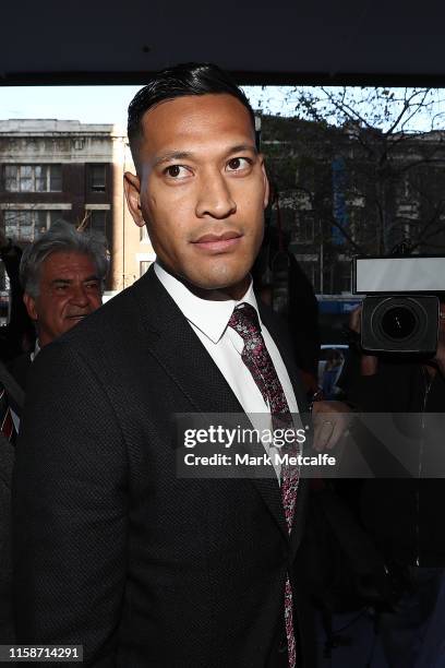 Israel Folau arrives ahead of his conciliation meeting with Rugby Australia at Fair Work Commission on June 28, 2019 in Sydney, Australia.