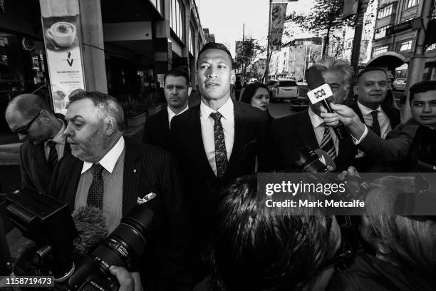 Israel Folau arrives ahead of his conciliation meeting with Rugby Australia at Fair Work Commission on June 28, 2019 in Sydney, Australia.