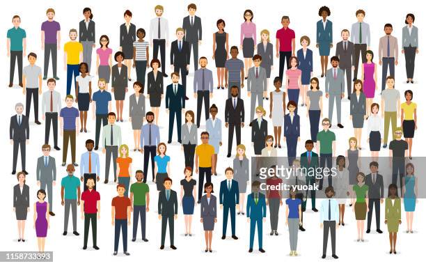 large group of people - standing stock illustrations