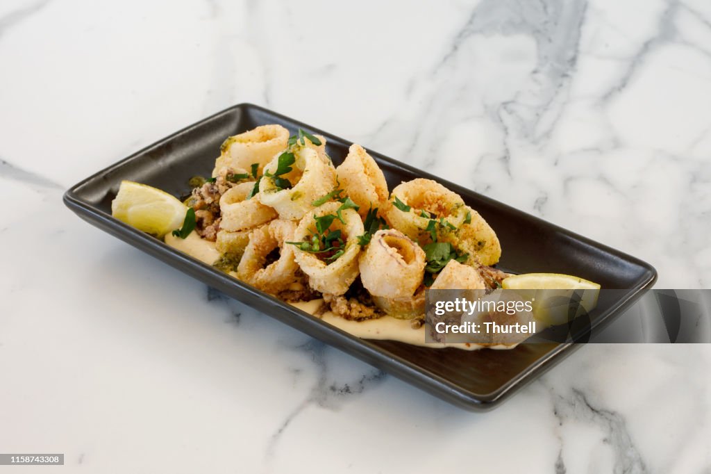 Zout en peper inktvis Antipasto schotel