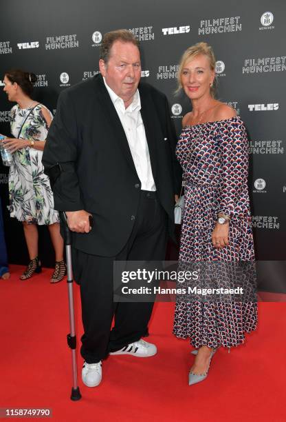 Ottfried Fischer and his girlfriend Simone Brandlmeier during the opening night of the Munich Film Festival 2019 at Mathaeser Filmpalast on June 27,...