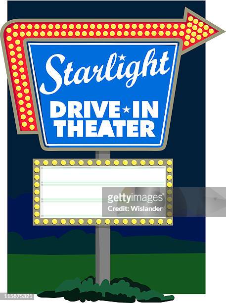starlight drive-in theater - drive in cinema stock illustrations