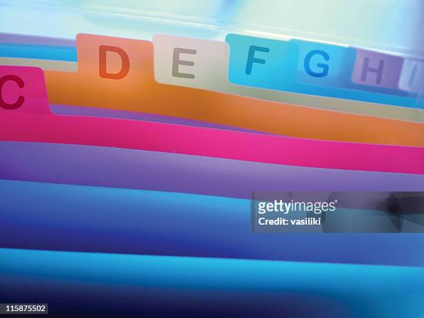 colorful organizer with index - alphabetical order stock pictures, royalty-free photos & images