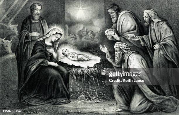 stockillustraties, clipart, cartoons en iconen met de geboorte van jezus christus - birth
