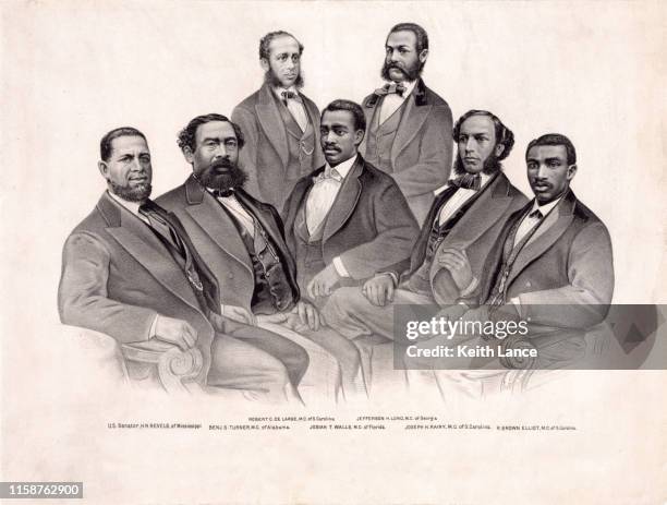 stockillustraties, clipart, cartoons en iconen met eerste afrikaans-amerikaanse senatoren en vertegenwoordigers om in congres te dienen - freed slaves