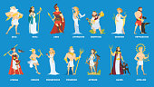 Set of Olympian greek gods and goddess