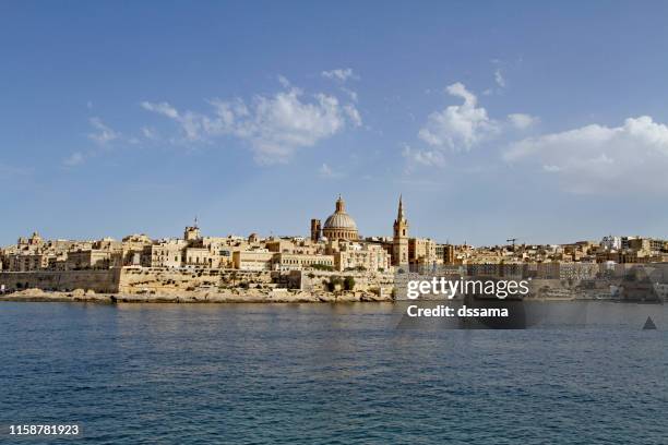 valletta city - malta harbour stock pictures, royalty-free photos & images