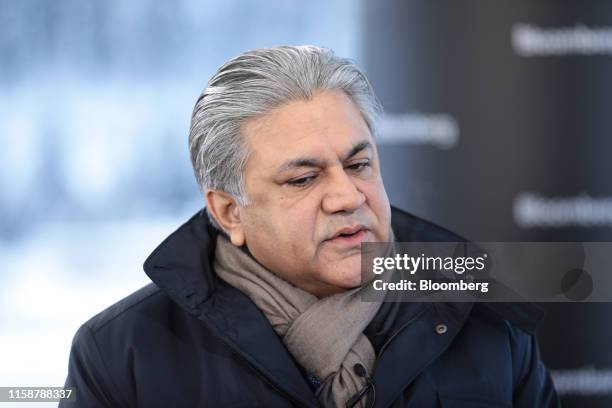 Arif Naqvi, chief executive officer of Abraaj Capital Ltd., speaks during a Bloomberg Television interview at the World Economic Forum in Davos,...