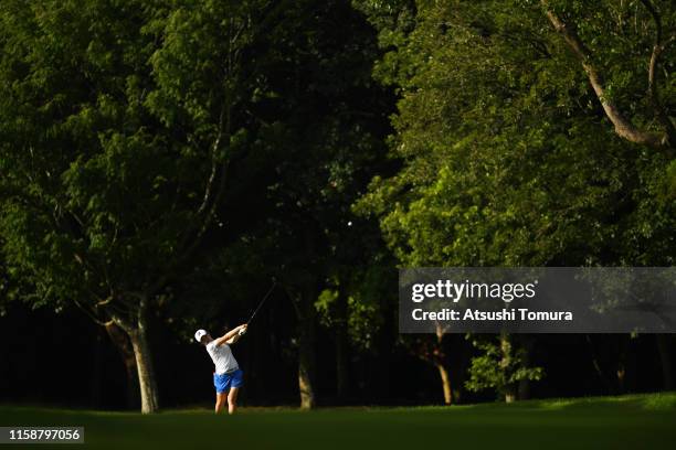 Yu Tajima of Japan hits her second shot on the 8th hole during the second round of the Earth Mondamin Cup at the Camellia Hills Country Club on June...