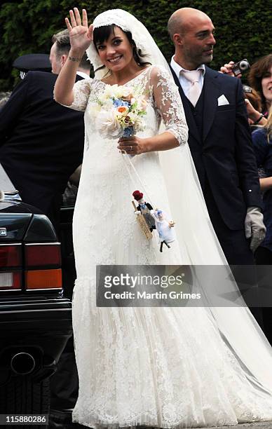 Lily Allen and Sam Cooper are wed at St James the Great church on June 11, 2011 in Cranham, Gloucestershire, England.