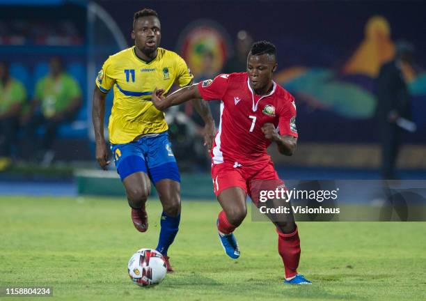 Thomas Ulimwengu of Tanzania and Masika Ayub of Kenya during the 2019 Africa Cup of Nations Group C match between Kenya and Tanzania at the 30th June...