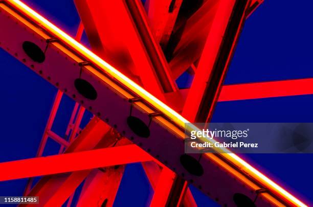an abstract image of a steel bridge - sydney vivid stock pictures, royalty-free photos & images