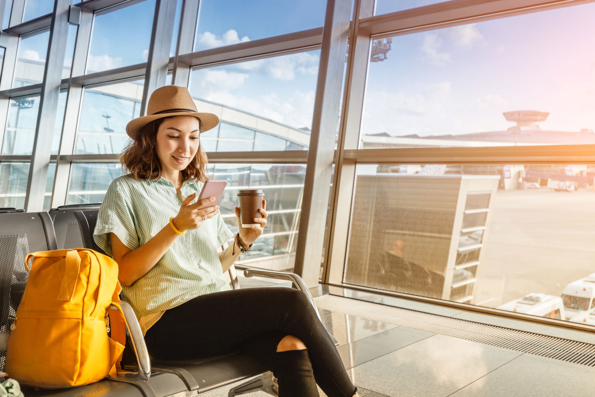 traveler using phone