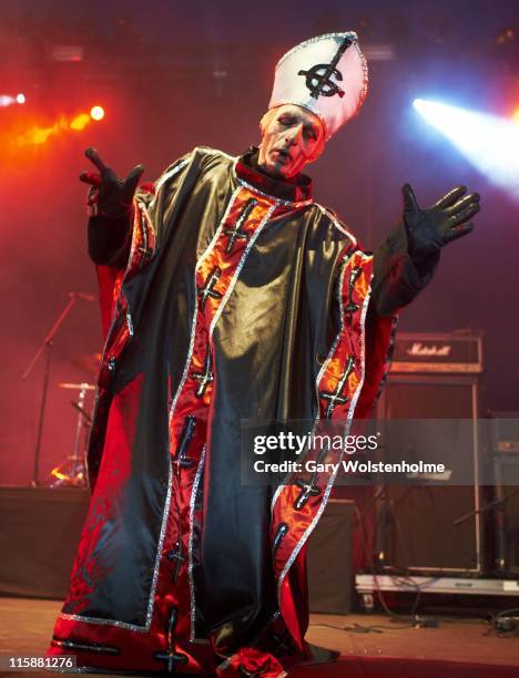 Ghost perform on stage during the second day of Download Festival at Donnington Park on June 11, 2011 in Donnington, United Kingdom.