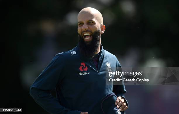 Moeen Ali of England during a nets session at Edgbaston on June 28, 2019 in Birmingham, England.