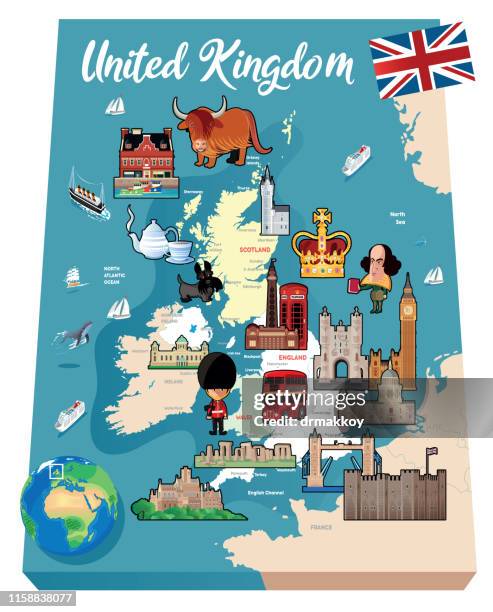 cartoon map of england - county durham stock illustrations