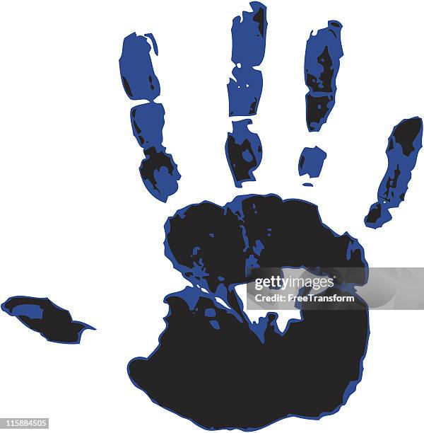 hand print two color - finger painter stock illustrations