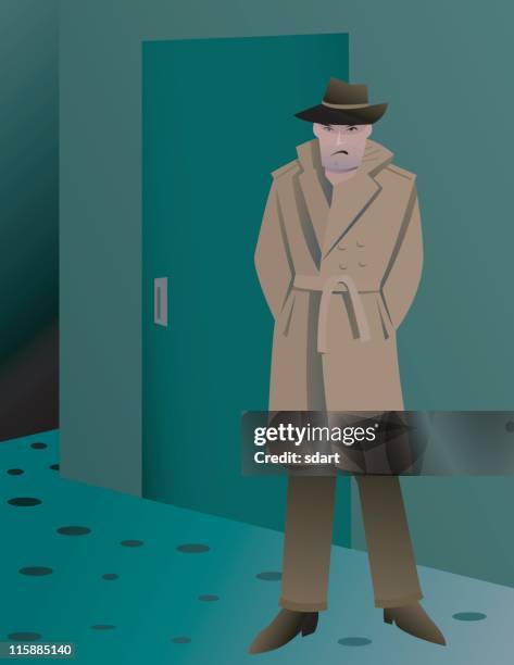 private eye - trench coat stock illustrations