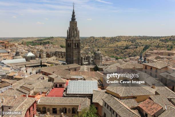 bell tower of the church of san ildefonso in the old town of toledo - santo ildefonso church imagens e fotografias de stock