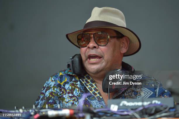 Craig Charles DJ's on The Truth stage in Shangri La during day three of Glastonbury Festival at Worthy Farm, Pilton on June 28, 2019 in Glastonbury,...