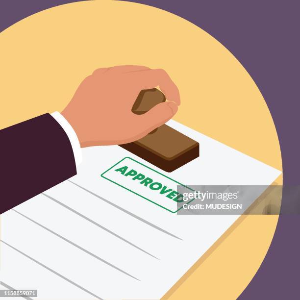 stamp in hand. approved - thumbs down stock illustrations