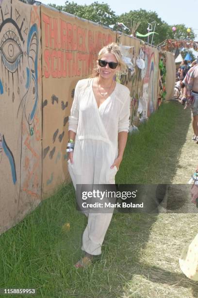 Sienna Miller attends day one of the Glastonbury Festival on June 28, 2019 in Glastonbury, England.