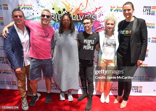 Elvis Duran, Andy Cohen, Whoopi Goldberg, Christian Siriano, Cyndi Lauper, and Havilah Clarke attend Pride Live's 2019 Stonewall Day on June 28, 2019...