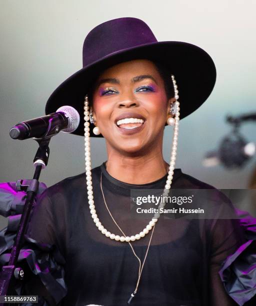 Lauryn Hill performs on the Pyramid Stage during day three of Glastonbury Festival at Worthy Farm, Pilton on June 28, 2019 in Glastonbury, England.